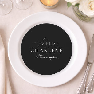 Elegant Black and White Round Wedding Menu