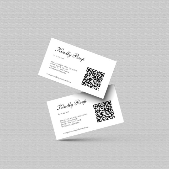 Elegant Black and White RSVP QR Code Wedding Enclosure Card (Creator Uploaded)