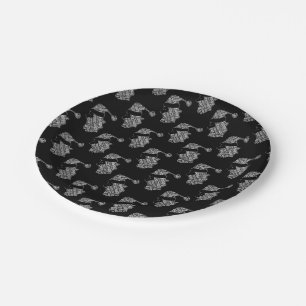 Elegant Black and White Santa Typography Christmas Paper Plate