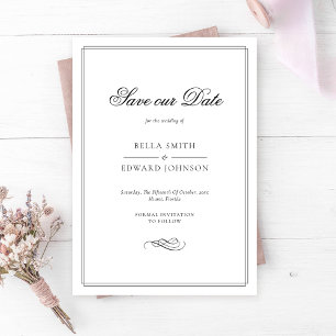 Elegant Black and White Save the Date  Invitation