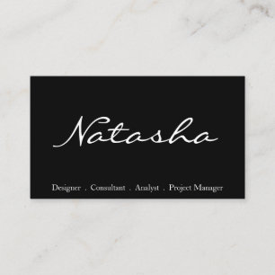 Elegant Black and White Script Font Business Card