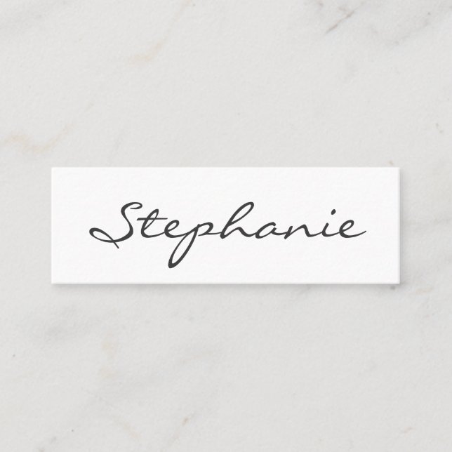 Elegant Black and White Script Font Profile Card (Front)