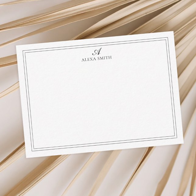 Elegant Black and White Script Monogram Border Card (Creator Uploaded)