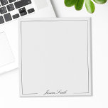 Elegant Black and White Script Monogram Border Notepad<br><div class="desc">Create your own personalised notepad with elegant script monogram name and border in black and white colour.</div>