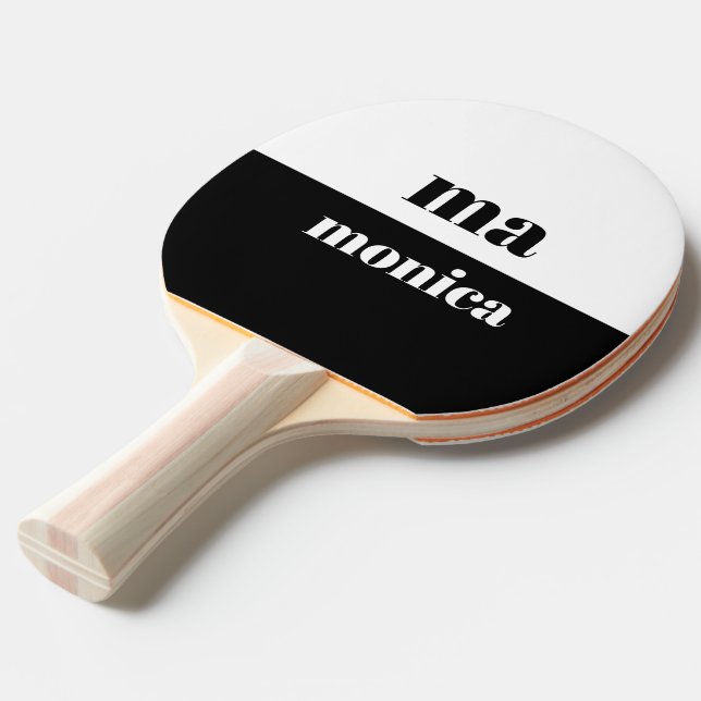 Elegant Black and White script monogram initial  Ping Pong Paddle (Front Angle)