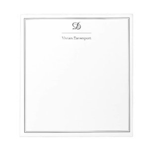 Elegant Black and White Script Monogram Notepad