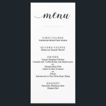 Elegant Black and White Script Wedding Menu Cards<br><div class="desc">These beautiful wedding menu cards will compliment your place settings wonderfully. Part of the Alejandra collection.</div>