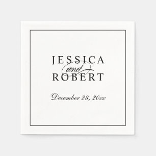 Elegant Black and White Script Wedding Napkin