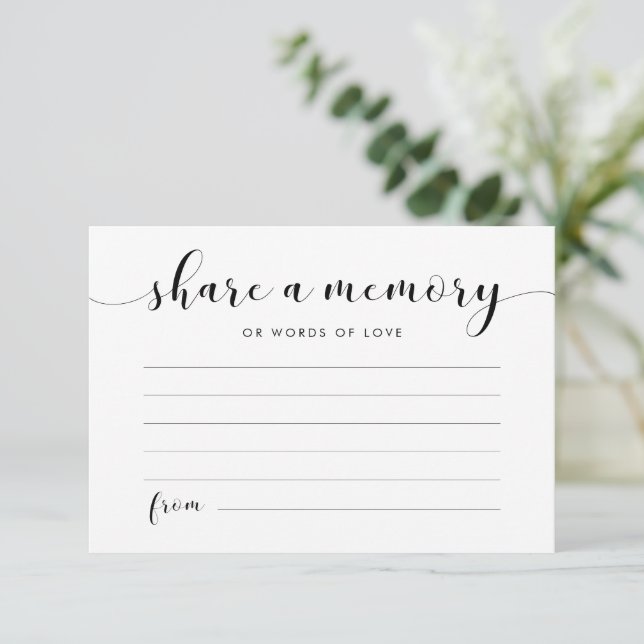 Elegant black and white Share a memory Note Card (Standing Front)