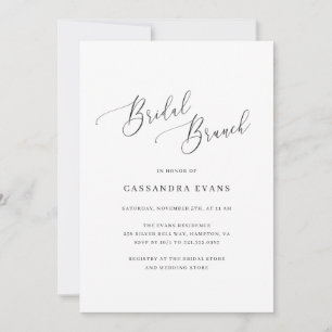 Elegant Black and White Simple Bridal Brunch Invitation