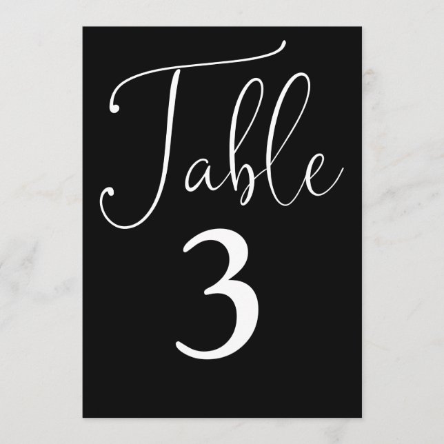 Elegant Black And White Simple Large Table Number (Front)