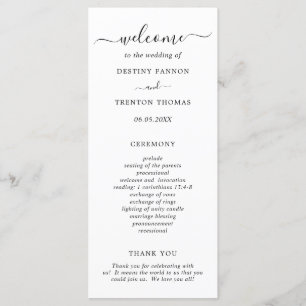 Elegant Black and White Simple Wedding Programme