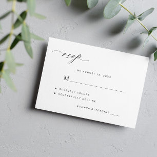 Elegant black and white simple wedding RSVP card