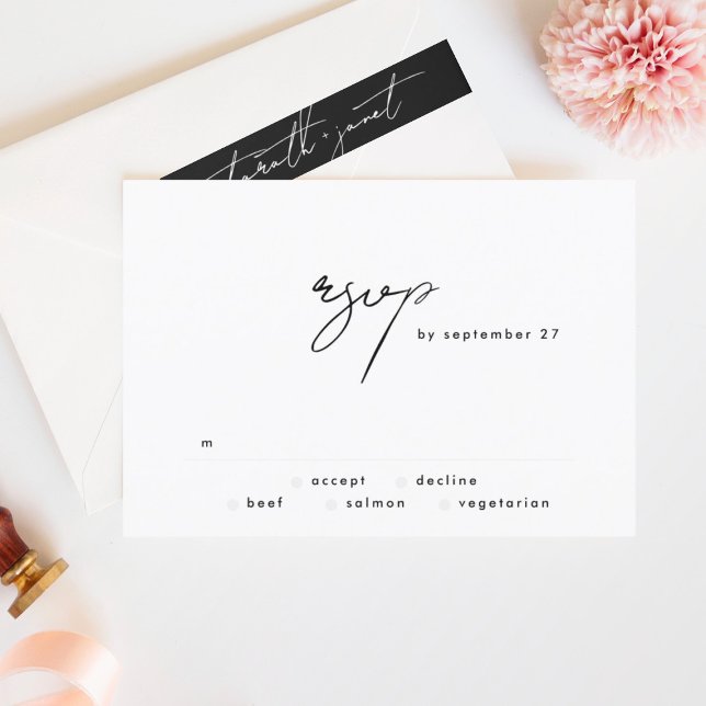 Elegant Black and White Simple Wedding RSVP Card (RSVP showcasing suite - additional items (bought separately))