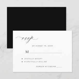 Elegant black and white simple wedding RSVP card