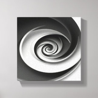 Elegant Black and White Spiral Abstract Design,  Canvas Print