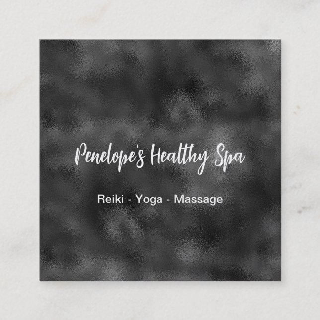 Elegant Black and White Square Business Card (Front)