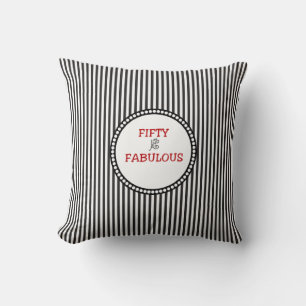 Elegant Black and White  Stripe 50 is Fabulous Cushion