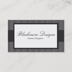 Elegant Black and White Stripe Business Card