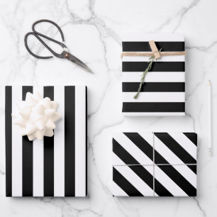 Elegant Black and White Stripe Wrapping Paper Sheet