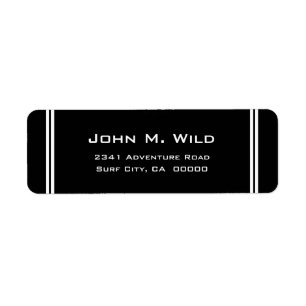 Elegant Black and White Striped Address Label