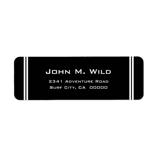 Elegant Black and White Striped Address Label