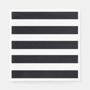 Elegant Black And White Striped Chic Paper Napkin