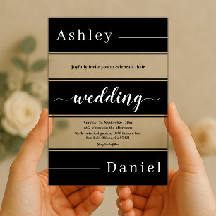 Elegant Black And White Stripes Modern Wedding Acrylic Invitations