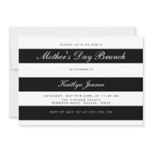 Elegant Black And White Stripes Mothers Day Brunch