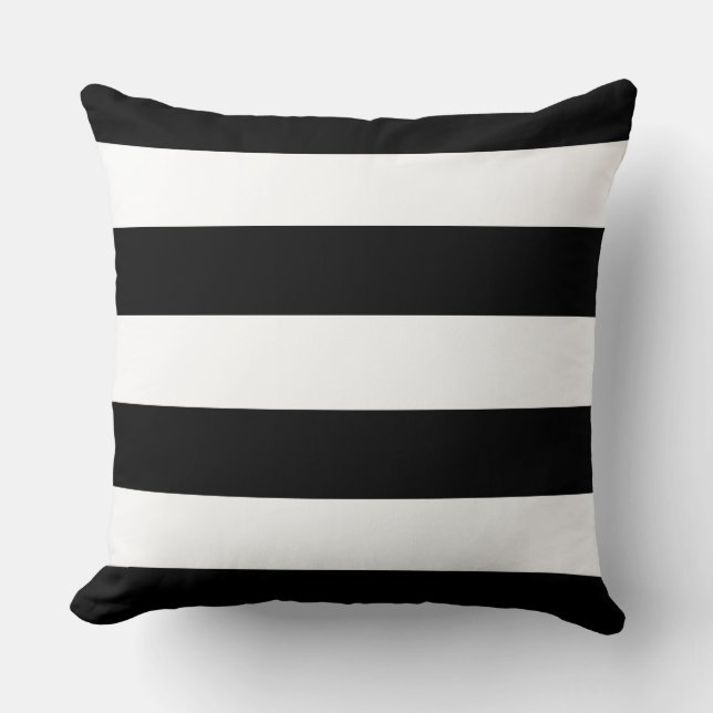 Elegant Black and white stripes - personalise name Cushion (Front)