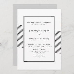 Elegant Black and White Stripes Wedding Invitation