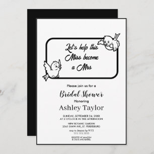 Elegant black and white stylish chic Bridal Shower Invitation