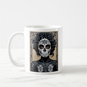 Elegant Black and White Sugar Skull Coffee Mug