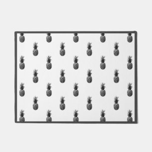 Elegant black and white Summer Pineapple Pattern   Doormat