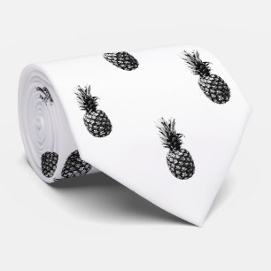 Elegant black and white Summer Pineapple Pattern   Tie