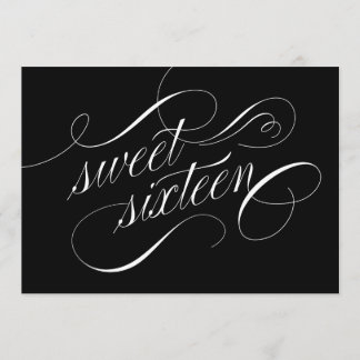 Elegant Black and White Sweet 16 Invitations