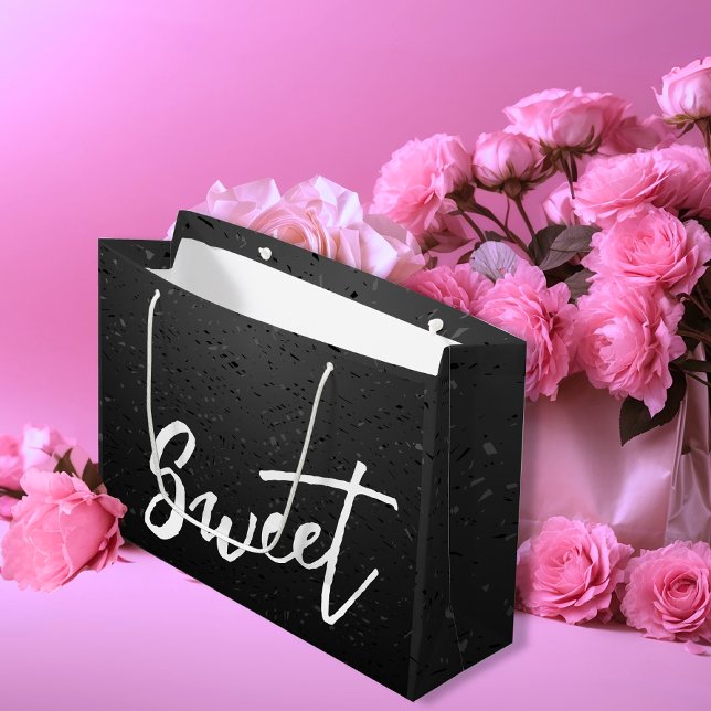 Elegant Black and White Sweet Valentine's  Large Gift Bag (Elegant Black and White Sweet Valentine's Large Gift Bag)