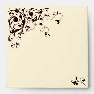 Elegant black and white swirl envelopes
