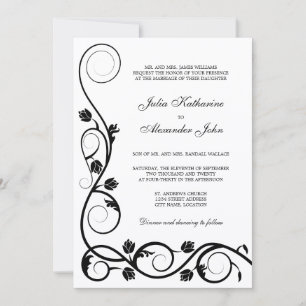 Elegant Black and White Swirls Invitation