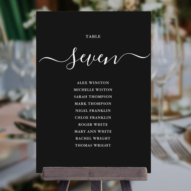 Elegant Black And White Table Number Seating Chart (Elegant Black And White Table Number Seating Chart)