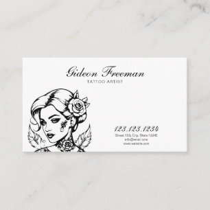 Elegant Black and White Tattoo Artist Business Card