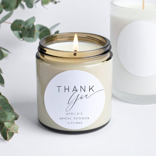 Elegant Black and White Thank You Bridal Shower  Classic Round Sticker