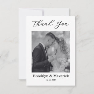 Elegant Black And White Thank You Wedding Card