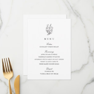 Elegant Black and White Thanksgiving Dinner Menu
