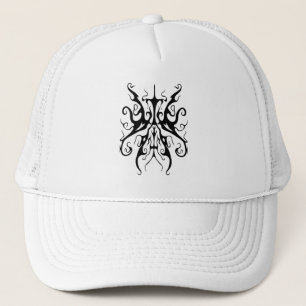 Elegant Black and White Tribal Mask Abstract Trucker Hat