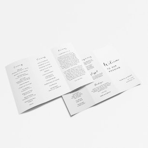 Elegant Black and White Trifold Wedding Program Flyer