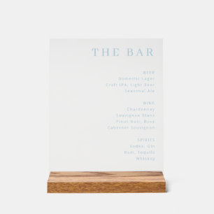 Elegant Black and White Typographic Bar Menu Acrylic Sign