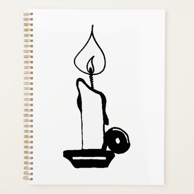 Elegant Black And White Vintage Burning Candle Planner (Front)