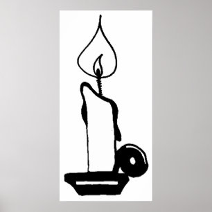 Elegant Black And White Vintage Burning Candle Poster