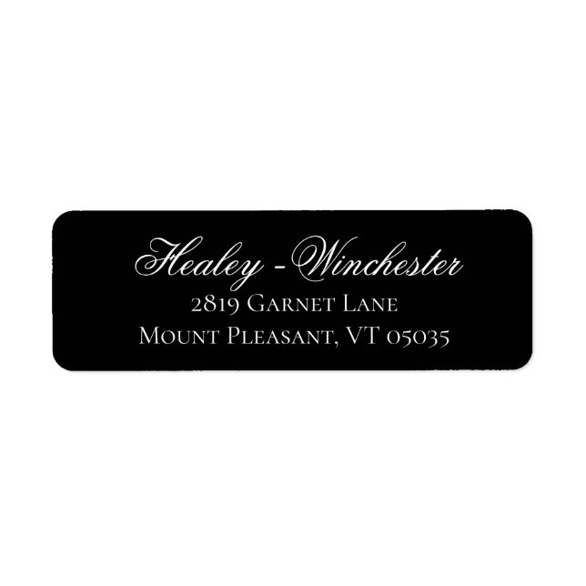 Elegant Black and White Wedding Address Label (Front)